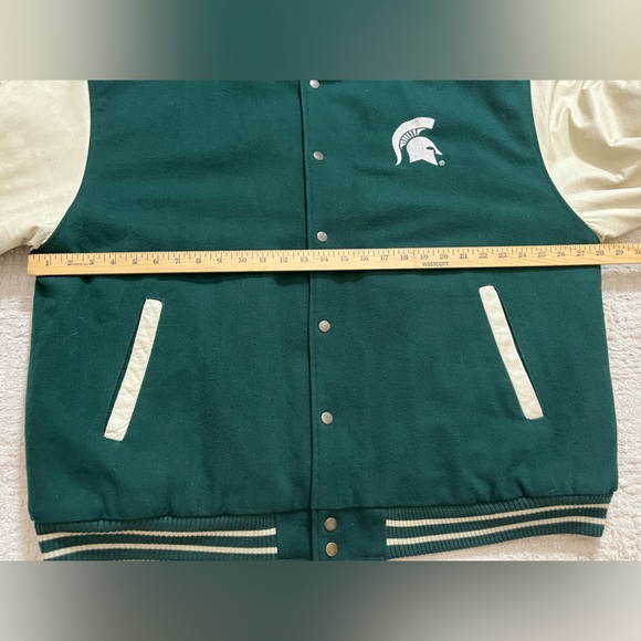 Vintage Michigan State varsity Leather wool blend Jacket - Picture 3 of 8